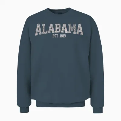 Classic Alabama Print Retro Varsity Vintage Alabama Unisex Sweatshirt - Dark Heather