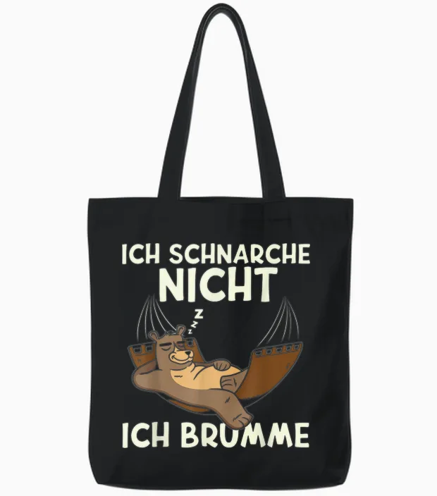 Ich Schnarche Nicht Ich Brumme | Sleep Shirt Pyjamas Sleep Tote Bags in Black