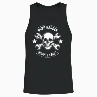(2 Sides) Funny No One Owes You Sht Work Harder Men Jokes Unisex Tank Top - Black