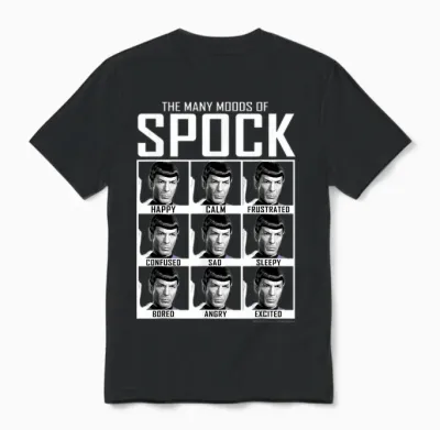 Star Trek: the Original Series Moods of Spock Textbook Unisex T-Shirt - Black