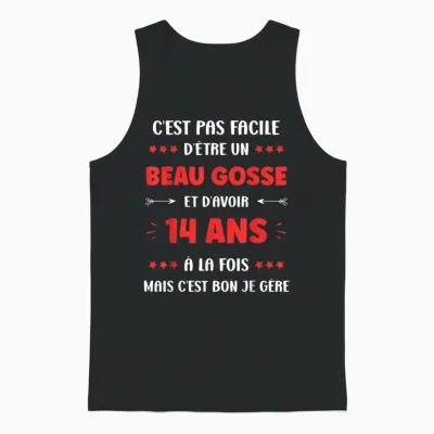 Humour Boy Teen 14 Years Old Handsome Kid Birthday 14 Years T-Shirt, Black, S Unisex Tank Top - Black