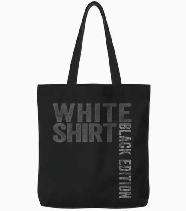 White Shirt Black Edition White Shirt Black Edition Tote Bags in Black