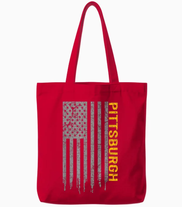 Pittsburgh Usa Flag Patriotic American from Pittsburgh Tote Bags in Red