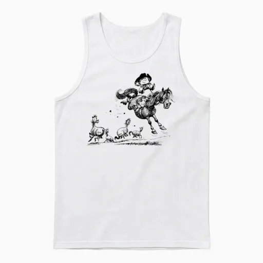 Thelwell Horseman Taming Wild Horse Unisex Tank Top in White