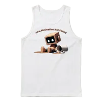 404: Motivation Not Found Inspirational Unisex Tank Top - White – 1