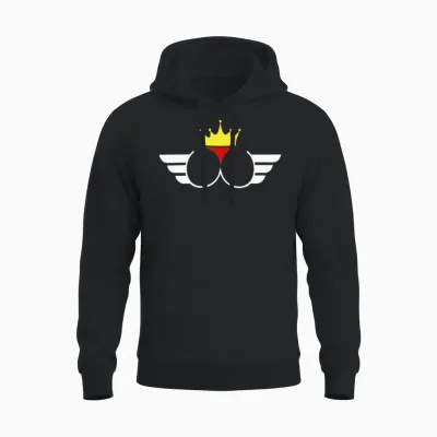 Funny Crown Butt Unisex Hoodie - Black