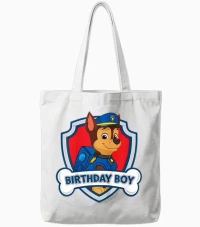 Enfant Pat Patrouille Officiel Chase Birthday Boy Happy Pup Tote Bags - White