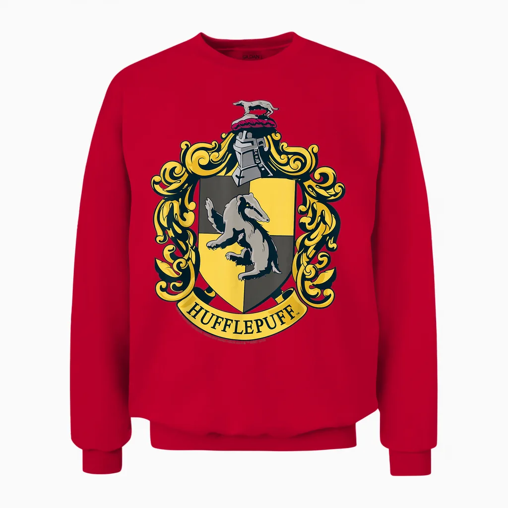 Harry Potter Hufflepuff House Crest Unisex Sweatshirt in Red