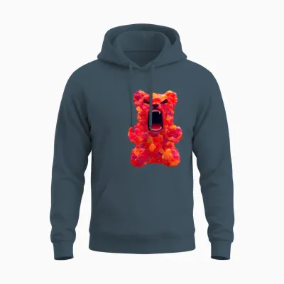 Ours En Gélatine Rouge En Colère Unisex Hoodie - Dark Heather
