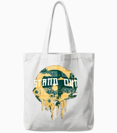 Retro Style Japanese Design Tote Bags - White