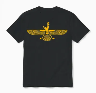 Faravahar Zarathustra Spiritual Symbols Iranian T-Shirt, Black Unisex T-Shirt - Black