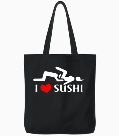 I Love Sushi Tote Bags - Black