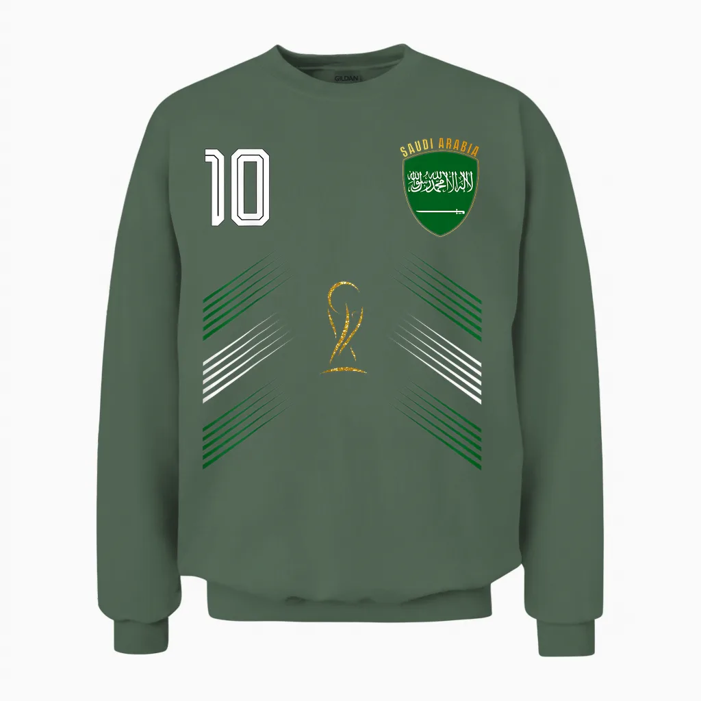 Saudi Arabia Flag Saudi Arabian Pride Lovers Retro Unisex Sweatshirt in Military Green