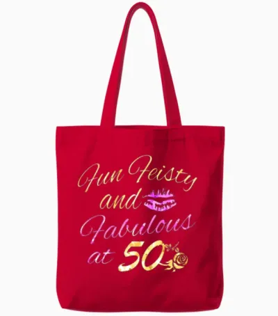 50th Birthday Designs Tote Bags - Red