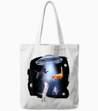 @n!mal Katze Lustig Katzenmotiv Katze T-Shirt Damen, Unisex-Erwachsene, Herren Schwarz S Standardlänge Klassische Passform Crew-Neck Kurzarm Tierdruck Casual Freizeit Katze Tote Bags - White