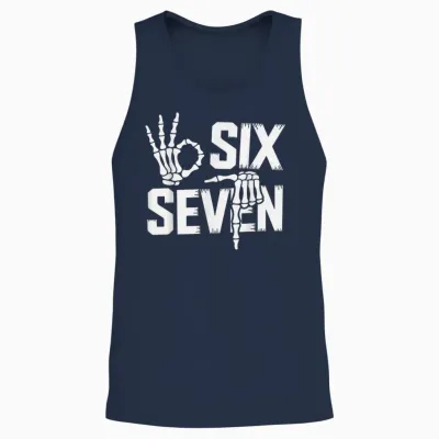 67 Skull 6 7 Garçons Filles Six Seven Skull Enfants Hommes Femmes Unisex Tank Top - Navy