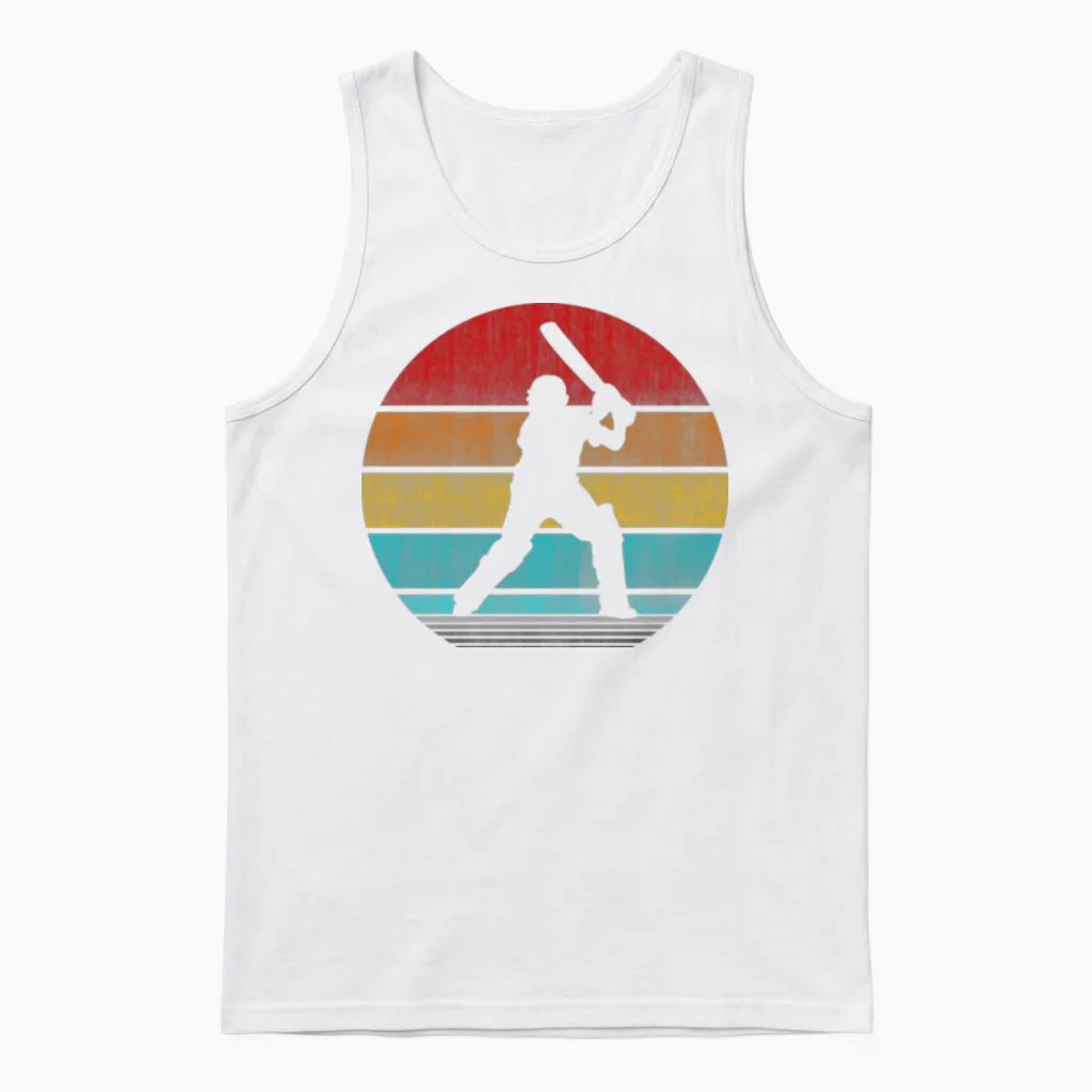 Retro Vinatge Cricket Unisex Tank Top in White