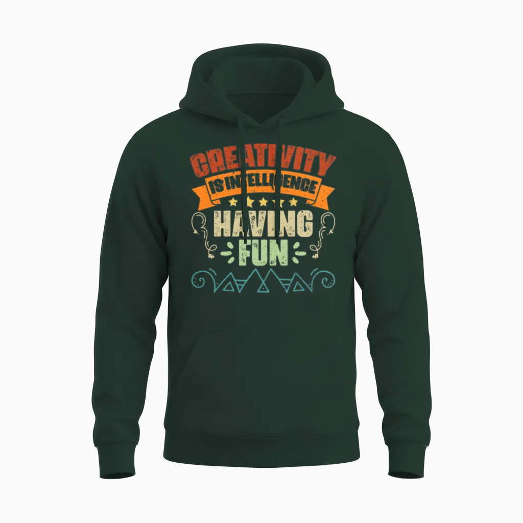 Vintage Creativity Is Intelligence Having Fun An Unisex Hoodie in Forest