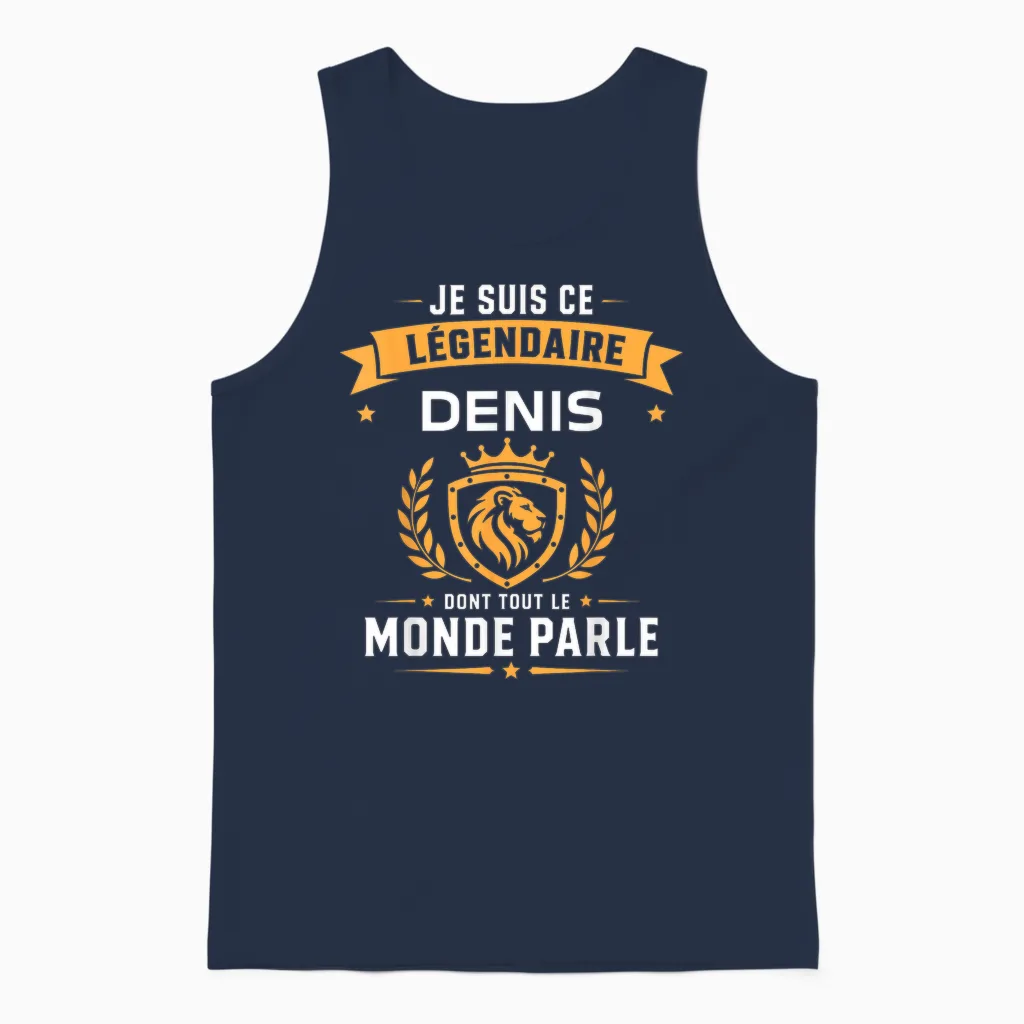 Humour Denis Légendaire Drole Prénom Personnalisé Denis Unisex Tank Top in Navy