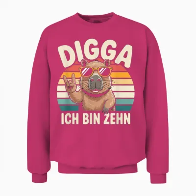 Digga Ich Bin Zehn 10 Geburtstag Junge Capybara Unisex Sweatshirt - Heliconia