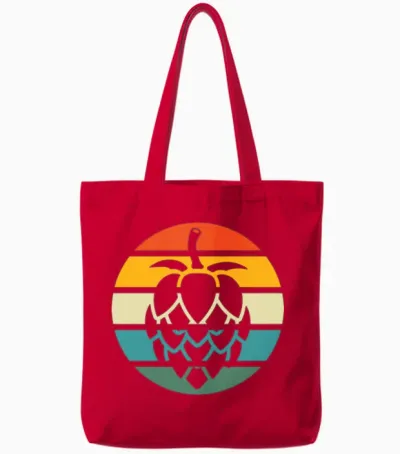 Cool Beer Hops Retro Tote Bags - Red