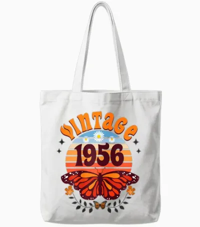 Vintage Année 1956 Papillon 70 Ans Anniversaire Femme Tote Bags - White
