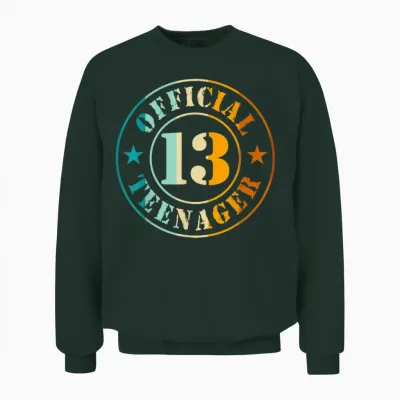 13th Birthday Official Teenager 13 Years Boy Girl T-Shirt, Black Unisex Sweatshirt - Forest