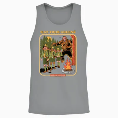 Eat Your Greens Bigfoot Sasquatch Retro Funny Adult Humor Unisex Tank Top - Sport Grey