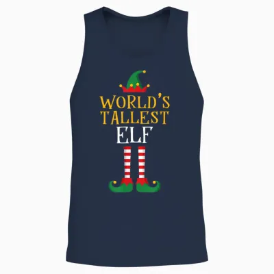 World's Tallest Elf T Shirt Xmas Tall Matching Family Helper Unisex Tank Top - Navy