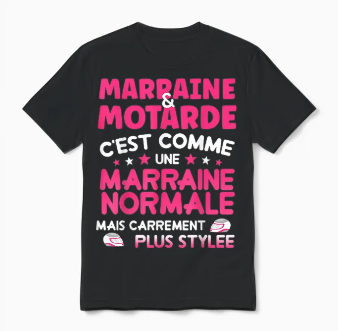 Marraine Et Motarde Cadeau Marraine Plus Stylée Femme Unisex T-Shirt in Black