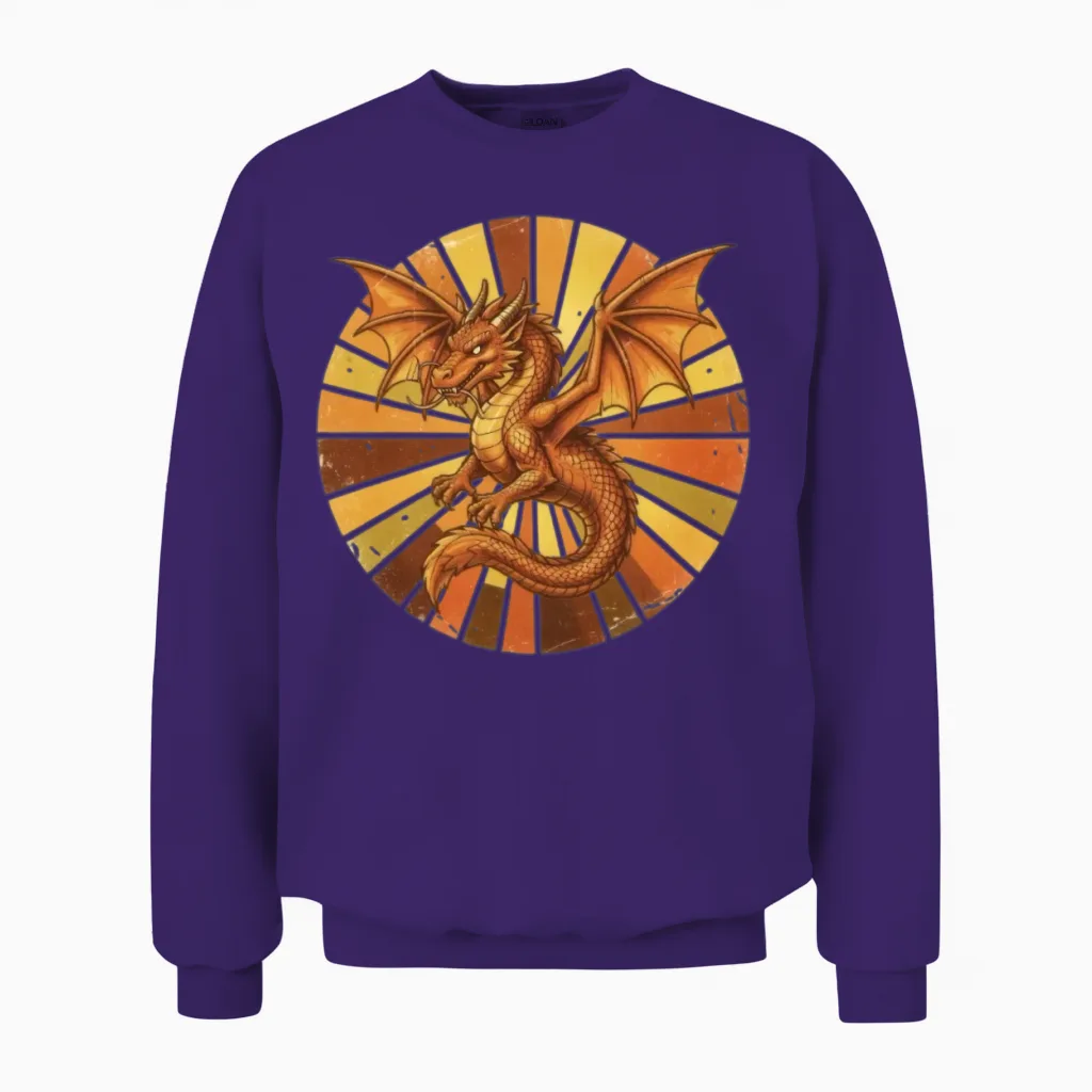 Solar Dragon Sunset Circle Summer & Beach Gift Unisex Sweatshirt in Purple