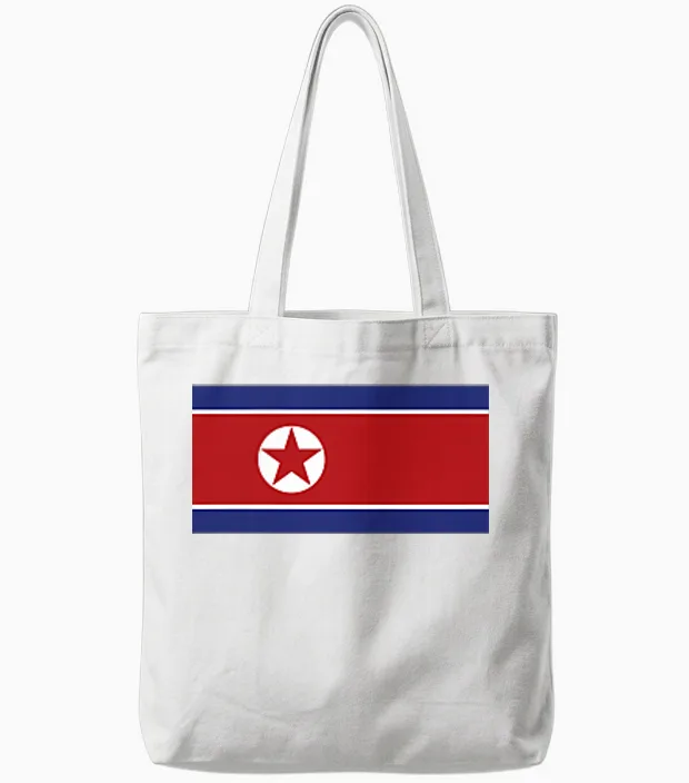 North Korea, North Korea Tote Bags in White