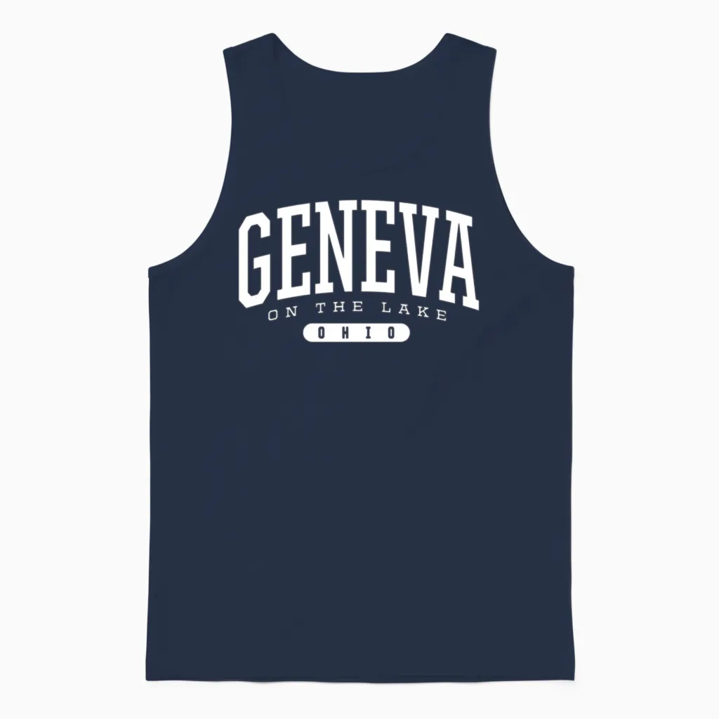 College Style Geneva-On-The-Lake Ohio Unisex Tank Top in Navy