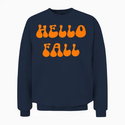 Hello Fall Text Unisex Sweatshirt - Navy