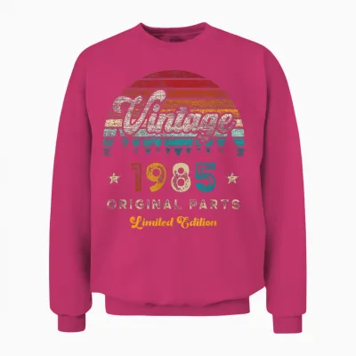 Vintage 1985 Birthday 40 Years Old Limited Edition T-Shirt, Black Unisex Sweatshirt - Heliconia