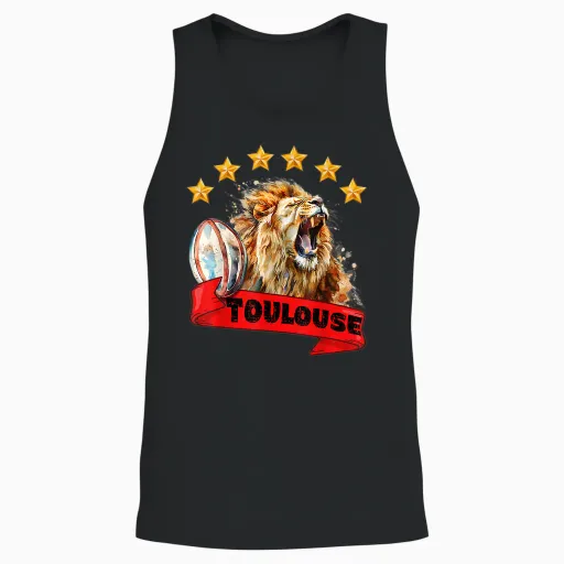 Toulouse Rugby 6 Stars Lion Victorious Man Woman Child T-Shirt, Black, S Unisex Tank Top - Black