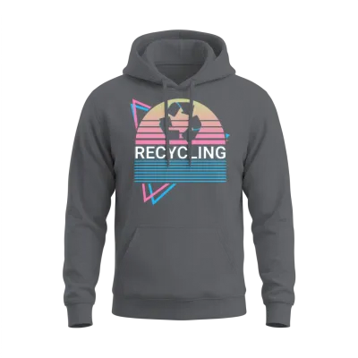 Recycling Recycle Retro Unisex Hoodie - Charcoal