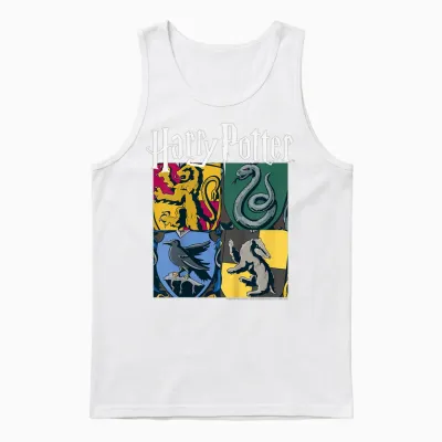 Kids Harry Potter House Crest Panels Unisex Tank Top - White