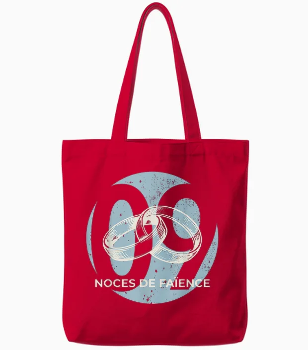 Idée Cadeau Couple 9 Ans De Mariage – Noces De Faïence Tote Bags in Red