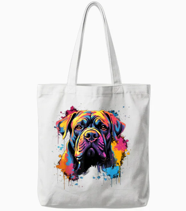 Cane Corso Colorful T-Shirt, Black Tote Bags in White