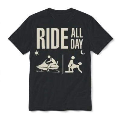 Funny Snowmobile Snowmobiling Unisex T-Shirt - Black
