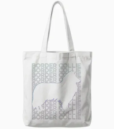 Border Collie Dog Retro Tote Bags - White
