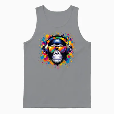 Dj Affen Monkey Mit Kopfhörer Und Sonnenbrille Herren Jungen Unisex Tank Top - Sport Grey