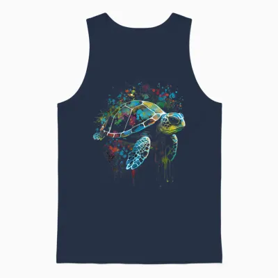 Turtle Tank Safari Animal Favourite Animal Turtle T-Shirt, Black Unisex Tank Top - Navy