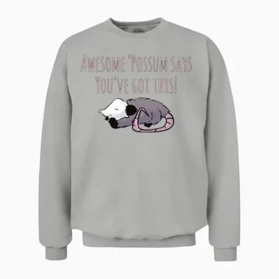 Cute Possum Design for Shirts, Stickers Awesome Unisex Sweatshirt - Ash