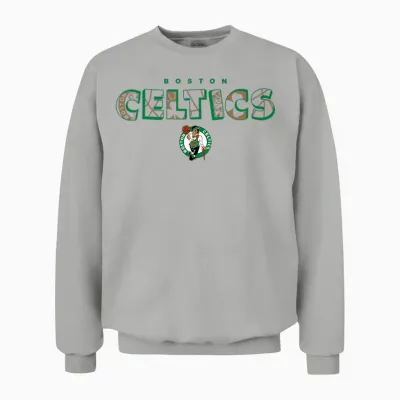 Nba - Boston Celtics Logo Knockout Weiß Unisex Sweatshirt - Ash