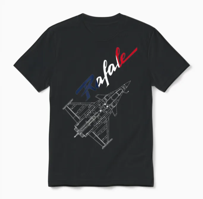Dassault Rafale French Flag T-Shirt, Black, S Unisex T-Shirt in Black