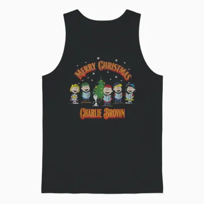 Peanuts Charlie Brown Merry Christmas Carol Unisex Tank Top - Black