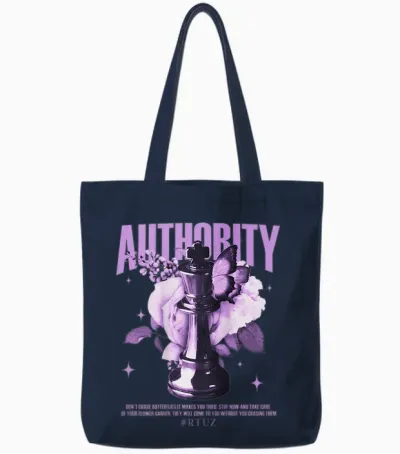 Modern Hip Hop Vintage Graffiti Urban Backprint Streetwear T-Shirt, Black Tote Bags - Navy
