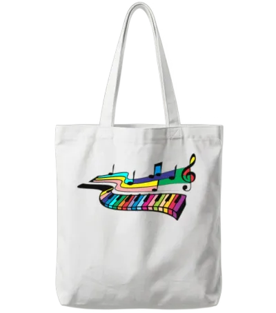 Rainbow Musical Instrument Tote Bags - White